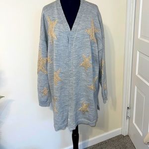 Gray and gold cardigan lane Bryant